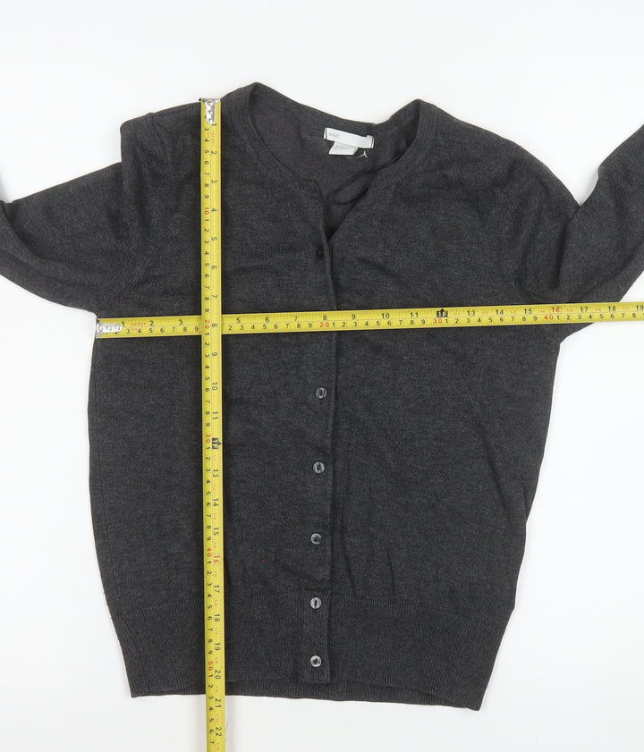 H&M Women’s Grey Knit Button Cardigan Jumper Size S
