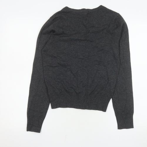 H&M Women’s Grey Knit Button Cardigan Jumper Size S