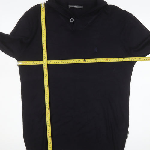 French Connection Men's Black Henley Jumper Size M Acrylic Knit