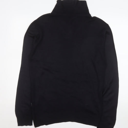 French Connection Men's Black Henley Jumper Size M Acrylic Knit