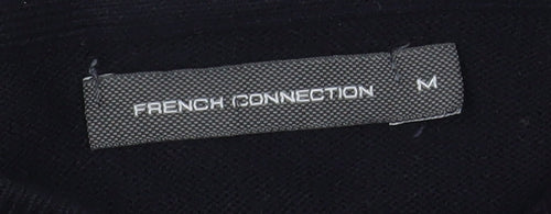 French Connection Men's Black Henley Jumper Size M Acrylic Knit