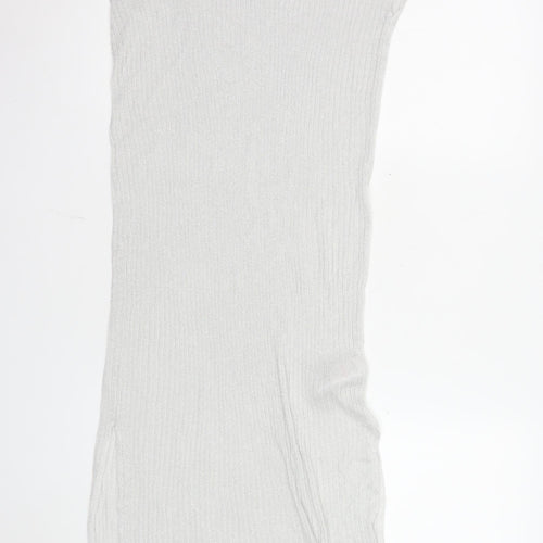 Marks and Spencer Women Silver Size 10 Sleeveless Bodycon Knit Midi Dress