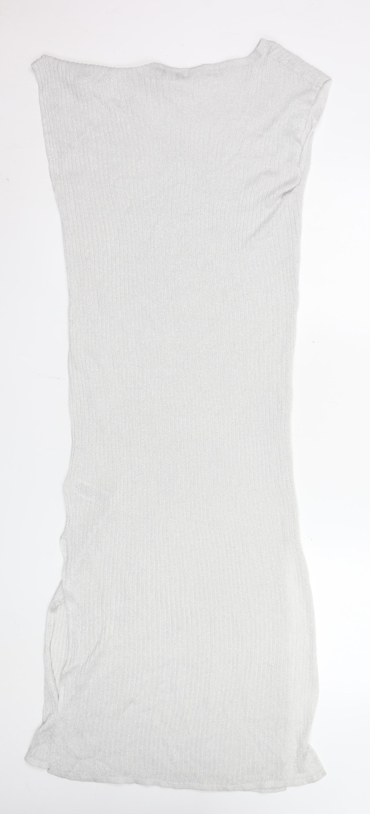 Marks and Spencer Women Silver Size 10 Sleeveless Bodycon Knit Midi Dress