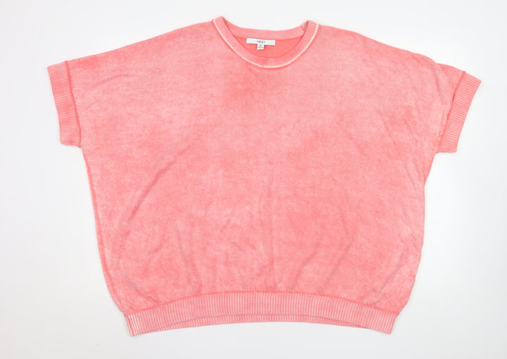 Next Women Pink XL Pullover Short Sleeve Sweater Knit Top