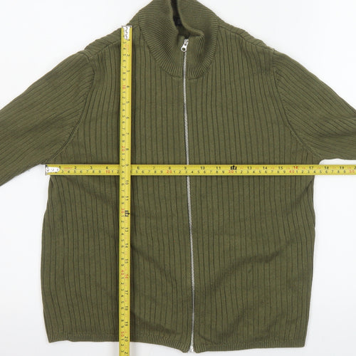 ASOS Women’s Green Ribbed Cotton Zip-Up Knit Jacket Size 16