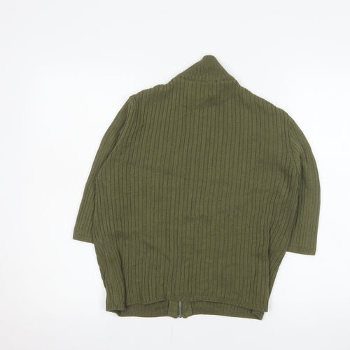 ASOS Women’s Green Ribbed Cotton Zip-Up Knit Jacket Size 16
