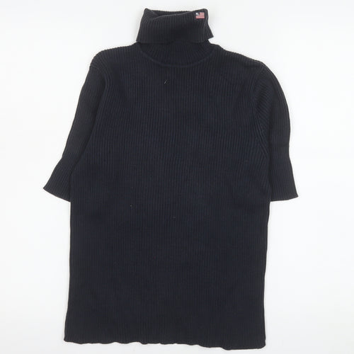 Ralph Lauren Womens Black Roll Neck Cotton Knit Jumper Size L