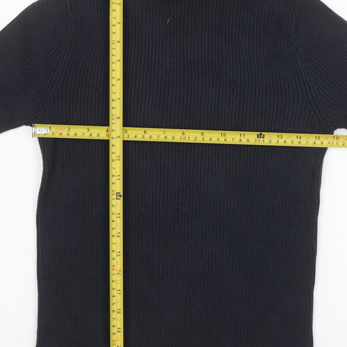 Ralph Lauren Womens Black Roll Neck Cotton Knit Jumper Size L