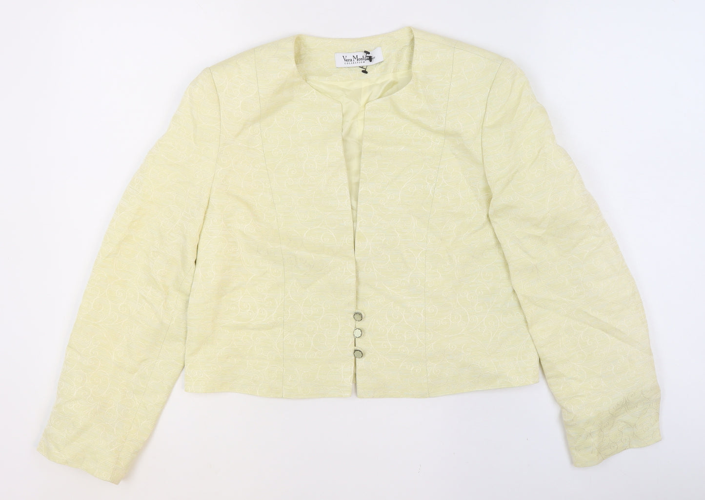 Vera Mont Women’s Yellow Textured Collarless Blazer UK 14