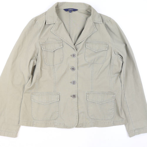 Casual Club Women Beige Cotton Blazer Size 16 Classic Work Jacket