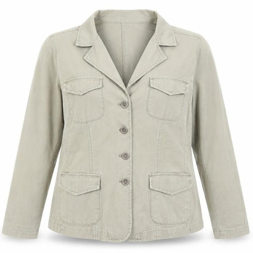 Casual Club Women Beige Cotton Blazer Size 16 Classic Work Jacket