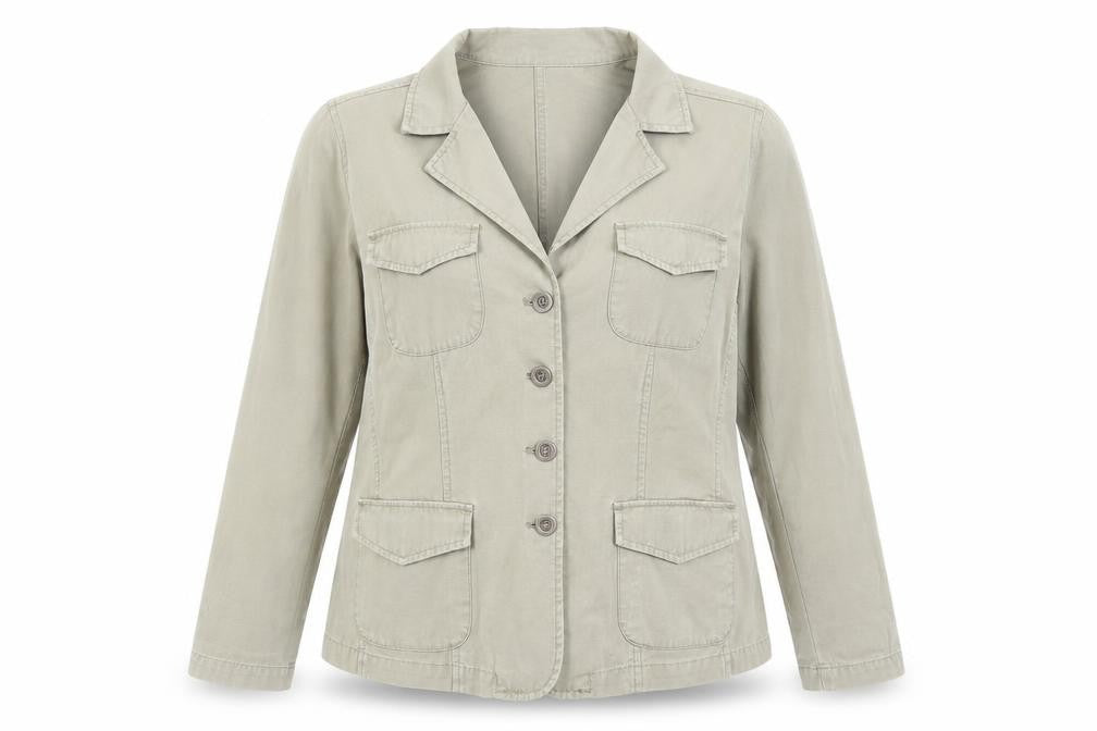 Casual Club Women Beige Cotton Blazer Size 16 Classic Work Jacket