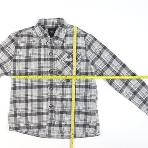 Next Men's Grey Checked Flannel Button-Up Shirt Size L