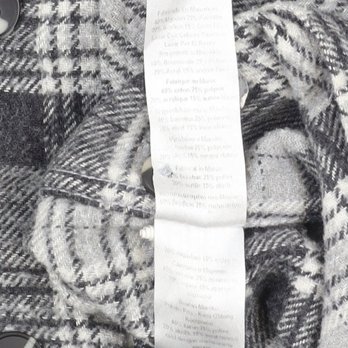 Next Men's Grey Checked Flannel Button-Up Shirt Size L