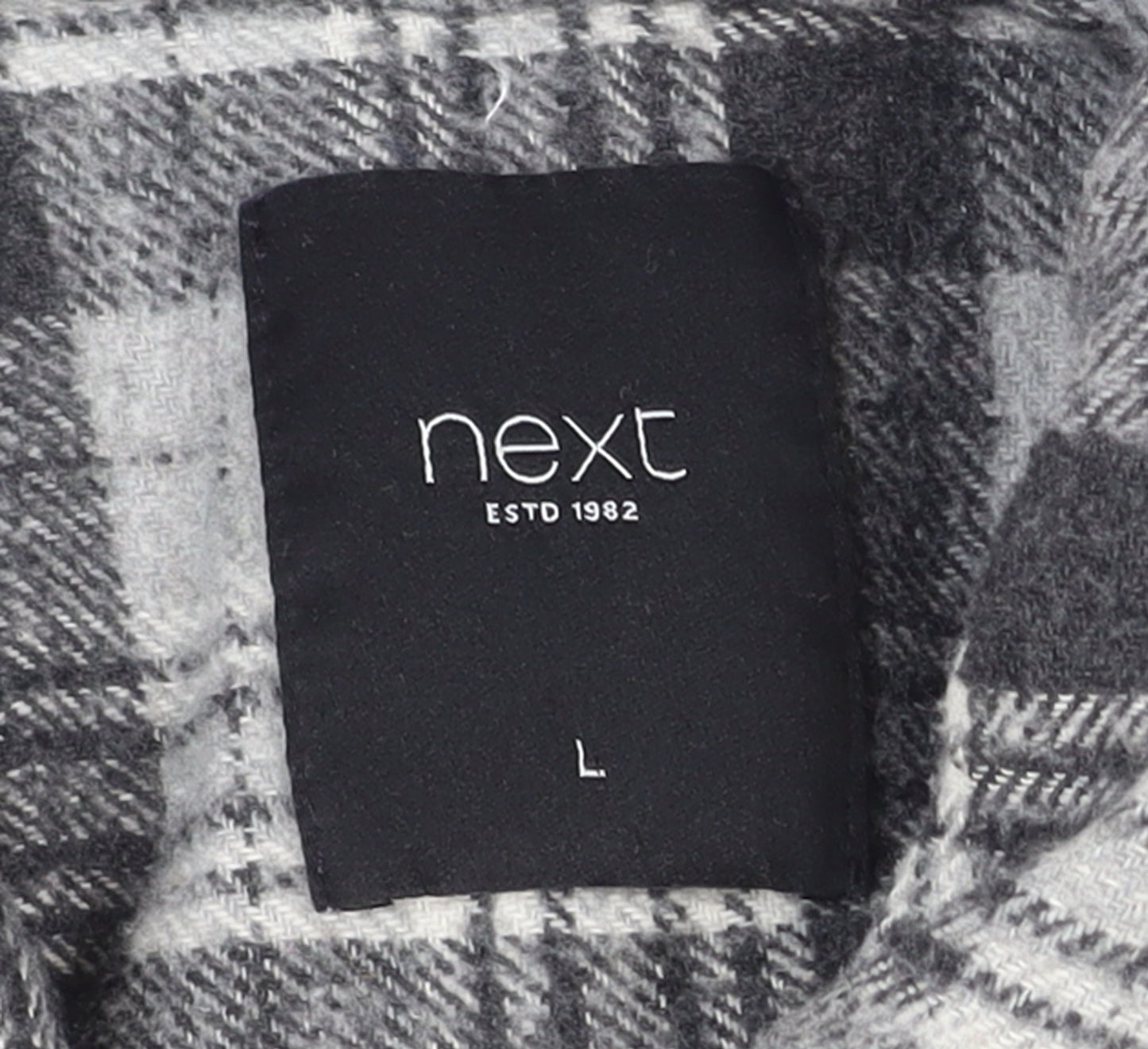 Next Men's Grey Checked Flannel Button-Up Shirt Size L