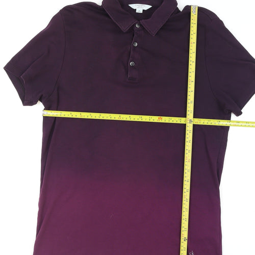 Calvin Klein Men's Purple Slim Fit Cotton Collared T-Shirt M