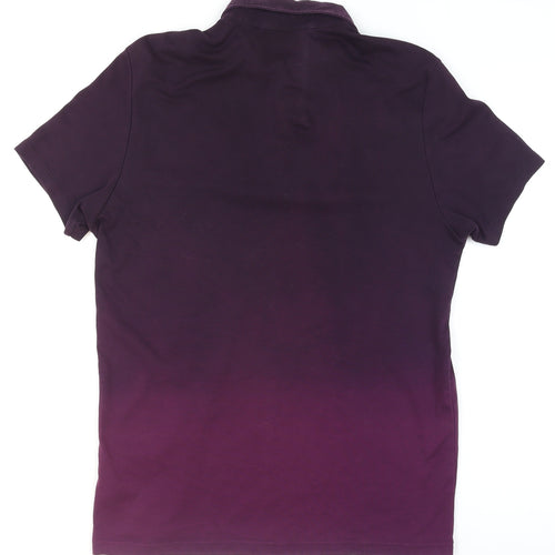 Calvin Klein Men's Purple Slim Fit Cotton Collared T-Shirt M