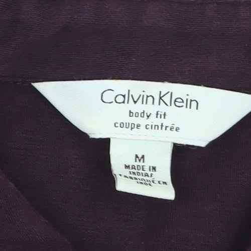 Calvin Klein Men's Purple Slim Fit Cotton Collared T-Shirt M