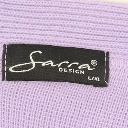 Sarra Design Women's Purple Acrylic Cardigan L V-Neck Knit