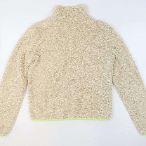 H&M Divided Women Beige Fleece Full Zip Short Jacket XS