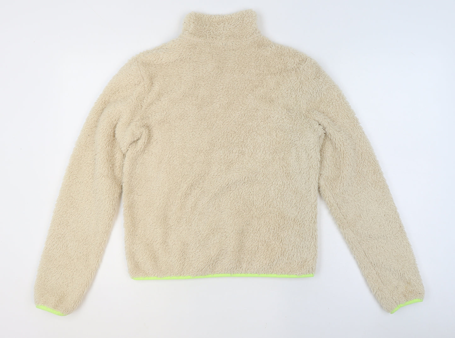 H&M Divided Women Beige Fleece Full Zip Short Jacket XS