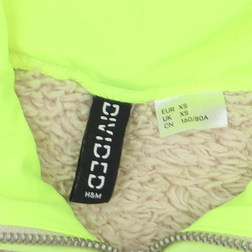 H&M Divided Women Beige Fleece Full Zip Short Jacket XS