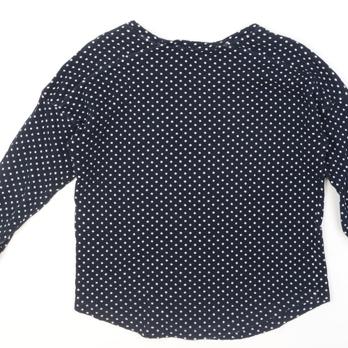 Whistles Women Blue Polka Dot Cotton Jumper Size 2 Long Sleeve