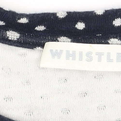 Whistles Women Blue Polka Dot Cotton Jumper Size 2 Long Sleeve