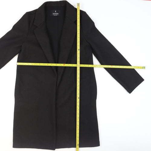 Stradivarius Women’s Black Long Wool Blend Overcoat Size 12