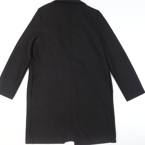Stradivarius Women’s Black Long Wool Blend Overcoat Size 12