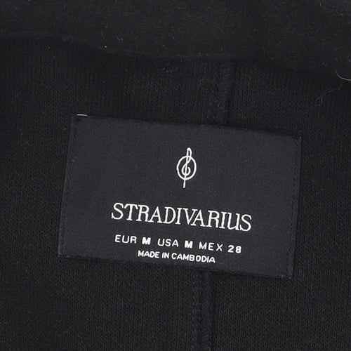 Stradivarius Women’s Black Long Wool Blend Overcoat Size 12