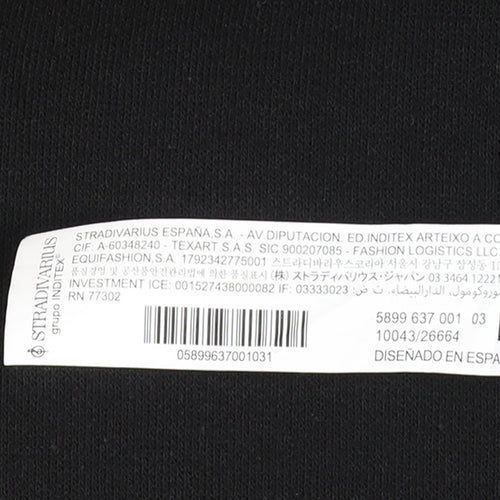 Stradivarius Women’s Black Long Wool Blend Overcoat Size 12