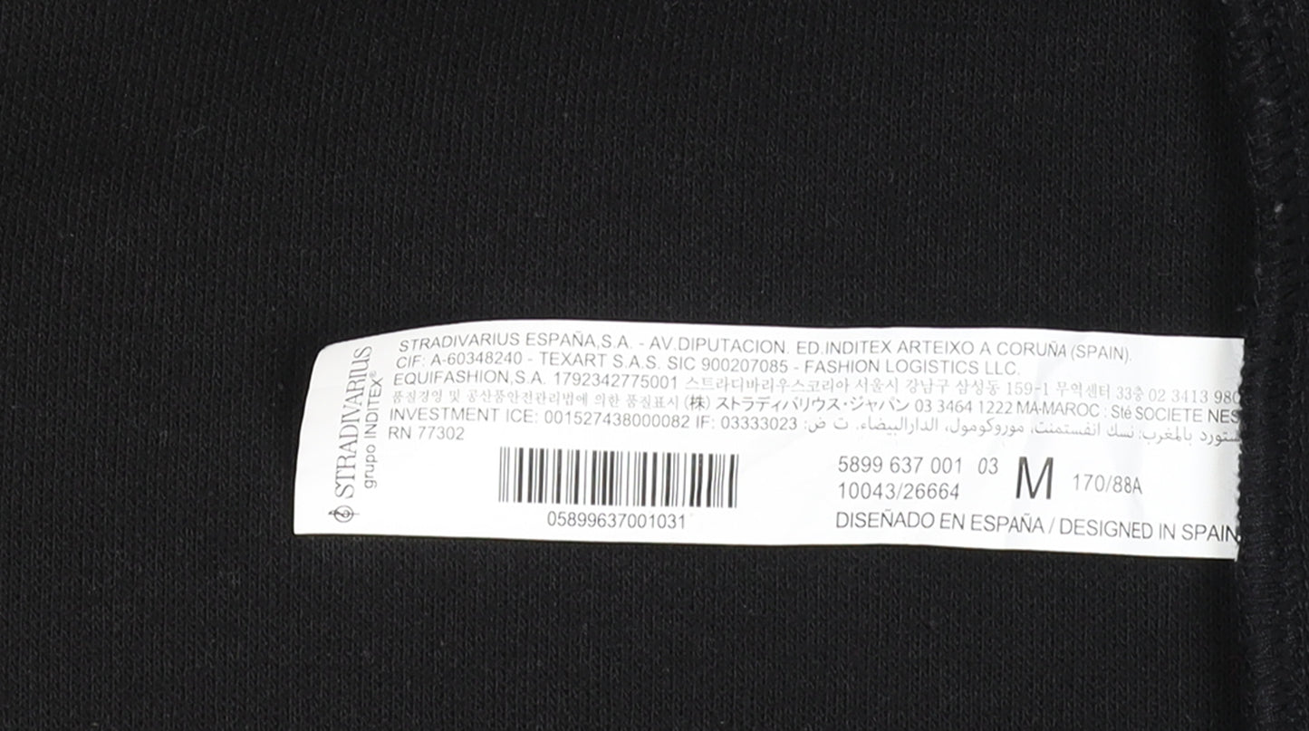 Stradivarius Women’s Black Long Wool Blend Overcoat Size 12