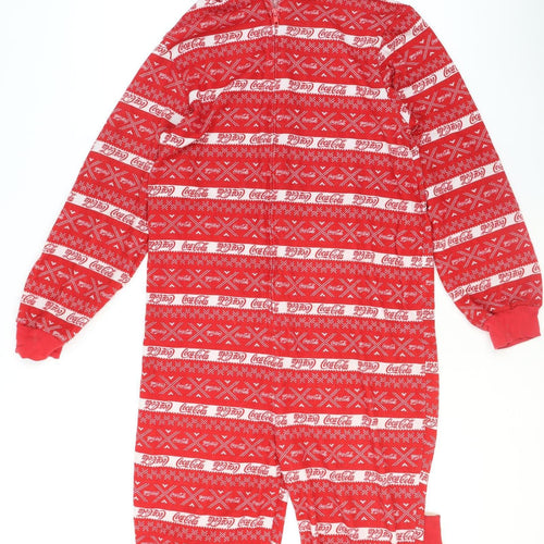 Coca-Cola Men's Red Fair Isle Hooded One Piece Fleece L