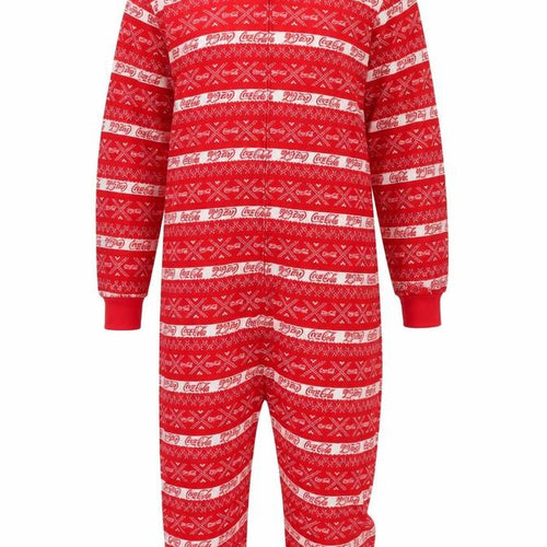 Coca-Cola Men's Red Fair Isle Hooded One Piece Fleece L