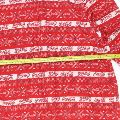 Coca-Cola Men's Red Fair Isle Hooded One Piece Fleece L