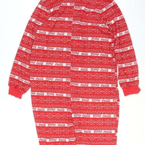 Coca-Cola Men's Red Fair Isle Hooded One Piece Fleece L