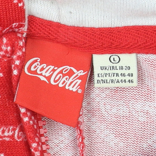 Coca-Cola Men's Red Fair Isle Hooded One Piece Fleece L