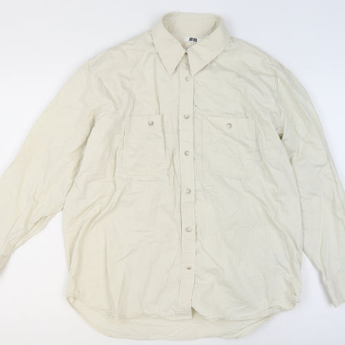 Uniqlo Men’s Beige XS Regular Fit Cotton Long Sleeve Formal Shirt