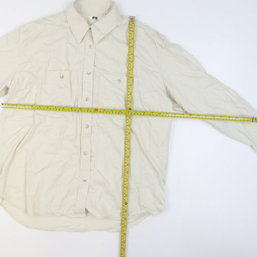 Uniqlo Men’s Beige XS Regular Fit Cotton Long Sleeve Formal Shirt