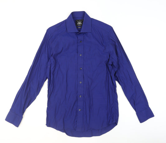Savile Row Company Men's Blue Slim Fit Formal Dress Shirt Size 15 38cm