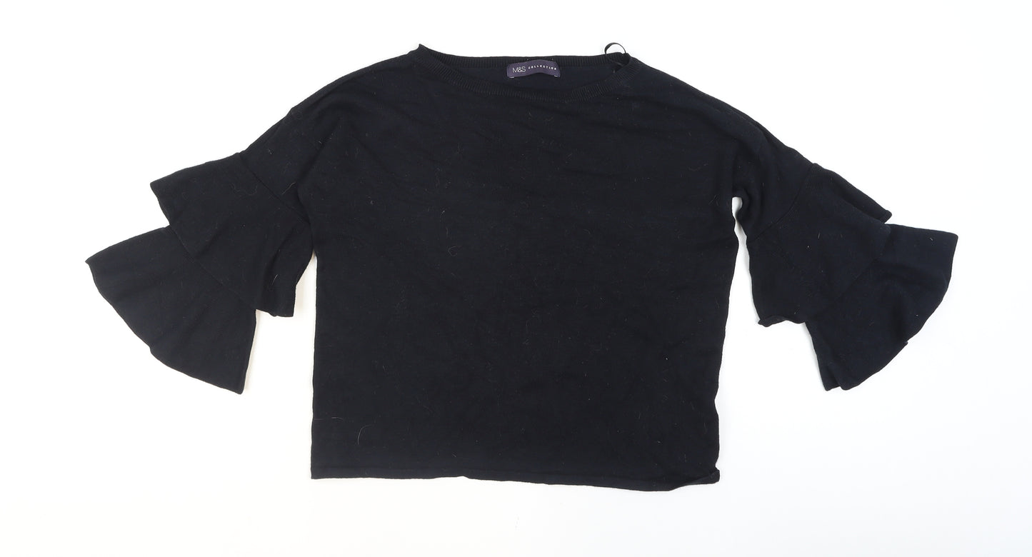 Marks and Spencer Women’s Black Bell Sleeve Knit Jumper Size 12