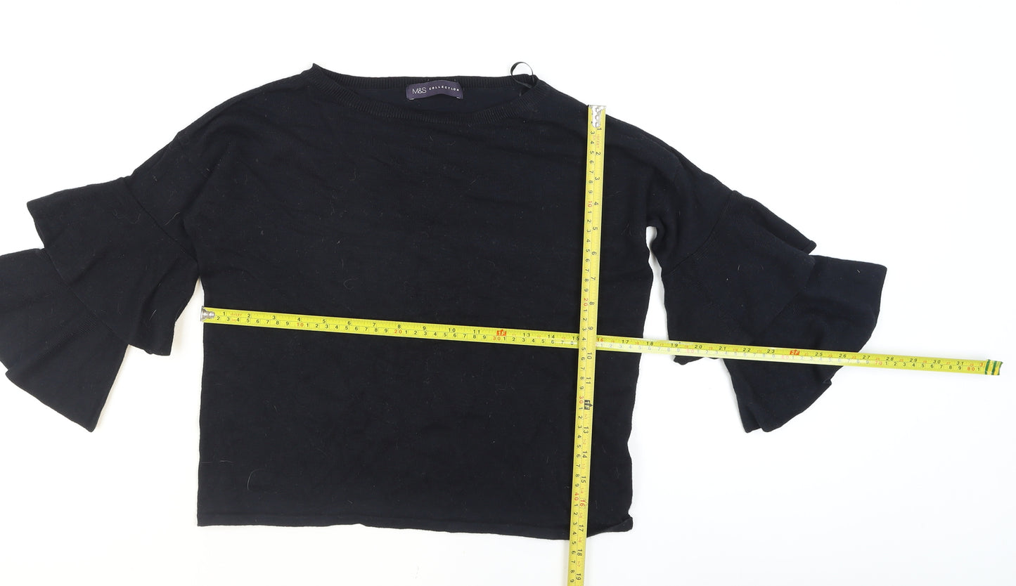 Marks and Spencer Women’s Black Bell Sleeve Knit Jumper Size 12