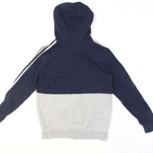 Adidas Boys Navy and Grey Full Zip Hoodie 11-12 Years Classic Fit