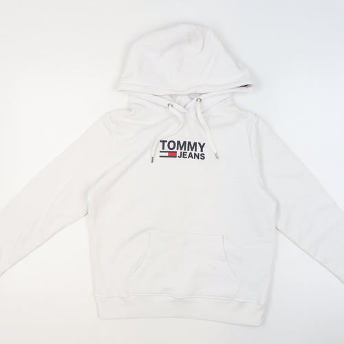 Tommy Jeans Men’s White XS Pullover Hoodie with Logo Detail