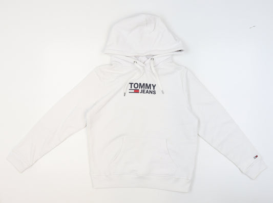 Tommy Jeans Men’s White XS Pullover Hoodie with Logo Detail