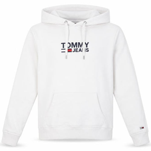 Tommy Jeans Men’s White XS Pullover Hoodie with Logo Detail