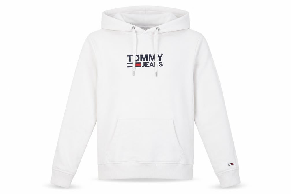 Tommy Jeans Men’s White XS Pullover Hoodie with Logo Detail