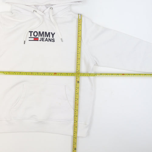 Tommy Jeans Men’s White XS Pullover Hoodie with Logo Detail