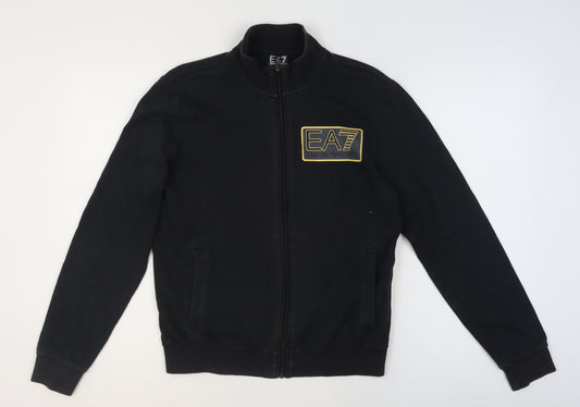 Emporio Armani EA7 Mens Black Bomber Jacket Size M Cotton Zip Up